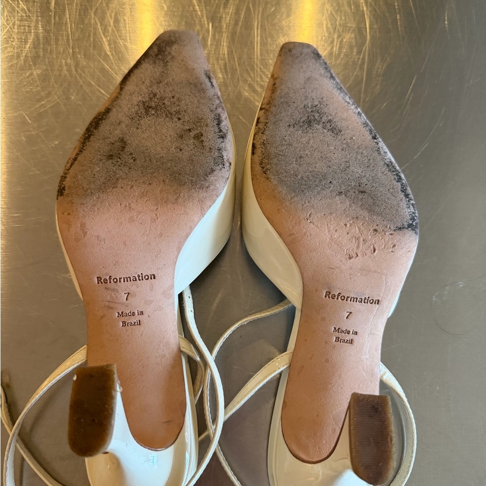 Reformation Natasha PumpsElegant White Slingback Heels White Patent - Picture 11 of 12